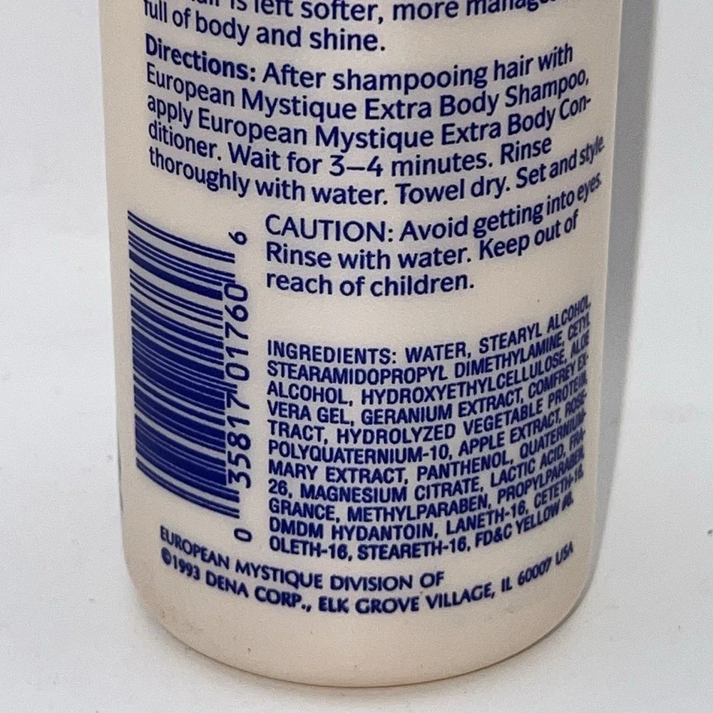 Vintage 1993 European‎ Mystique Texturizing Extra Body Conditioner 12oz NOS Prop